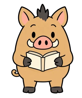 本を読むイノシシ